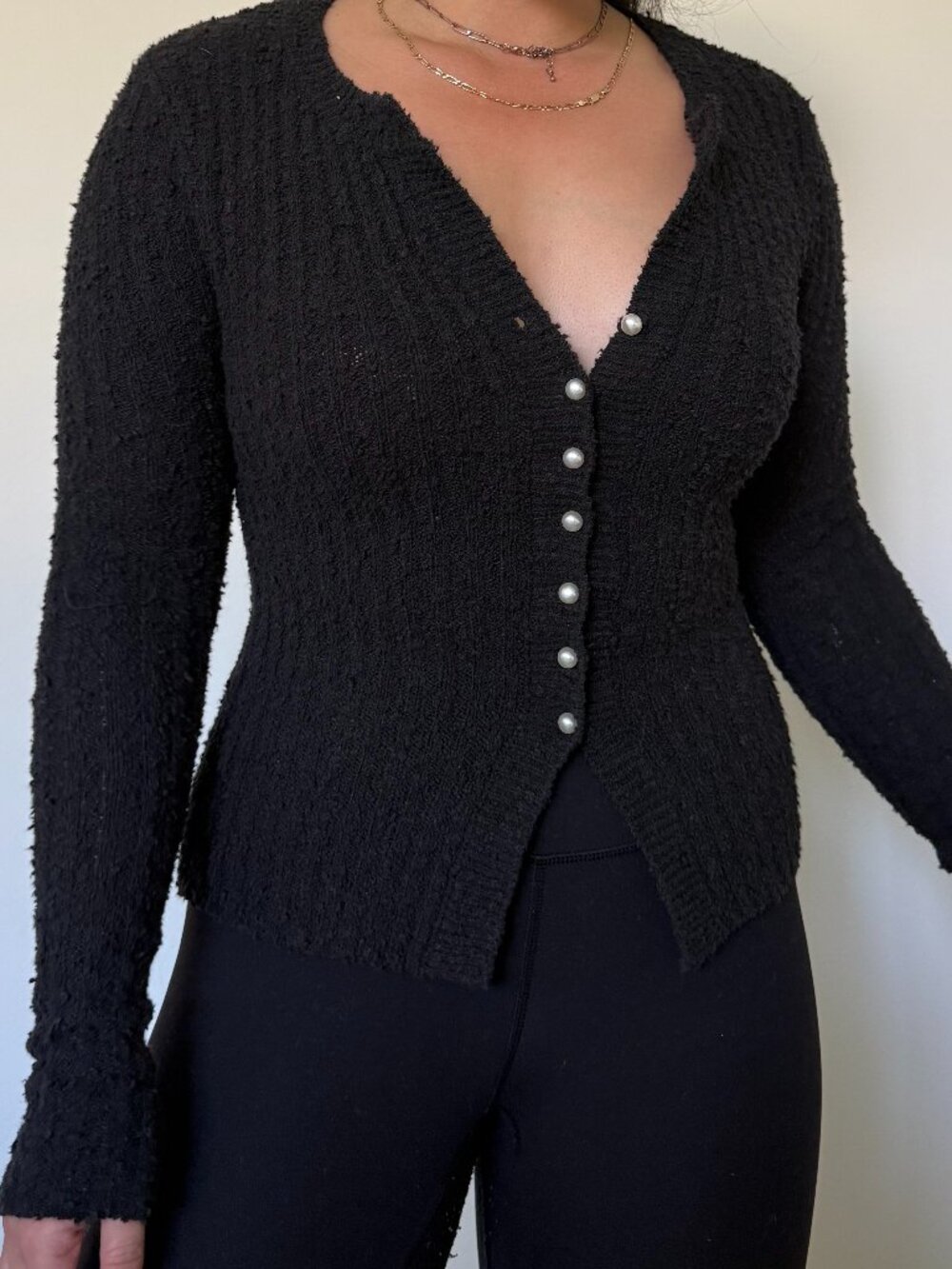 urban outfitters black fuzzy cardigan